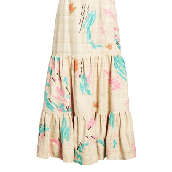 Tracey Reese Tiered Raw Silk Embroidered Maxi Drs - Picture 7 of 8